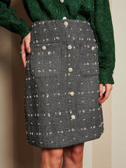 Parlour Tweed Midi Skirt Dark Grey / Z