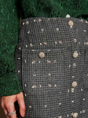 Parlour Tweed Midi Skirt Dark Grey / Z
