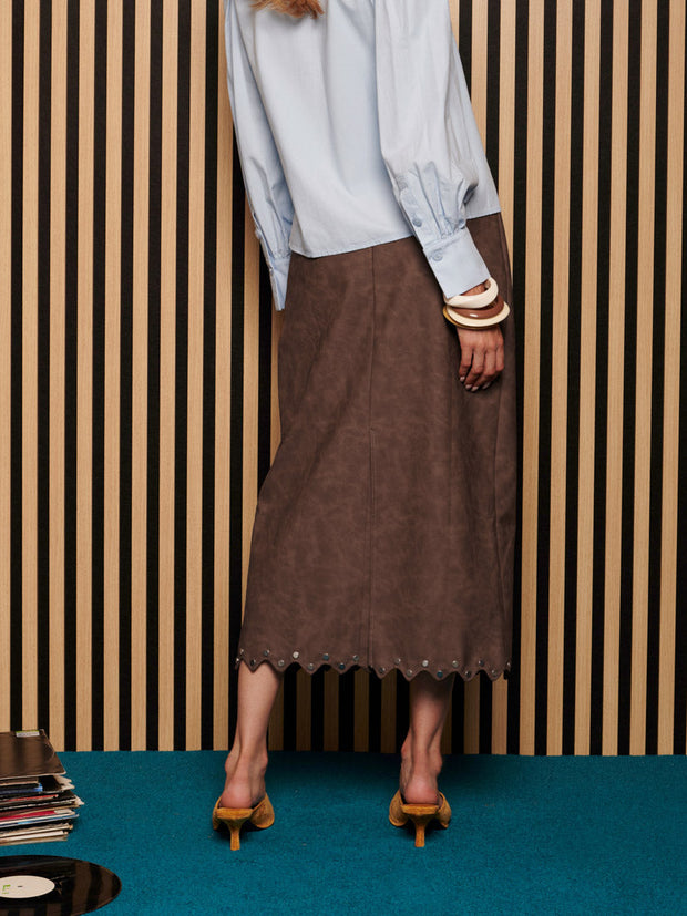 <b> Ghospell </b> Courtney Studded Midi Skirt