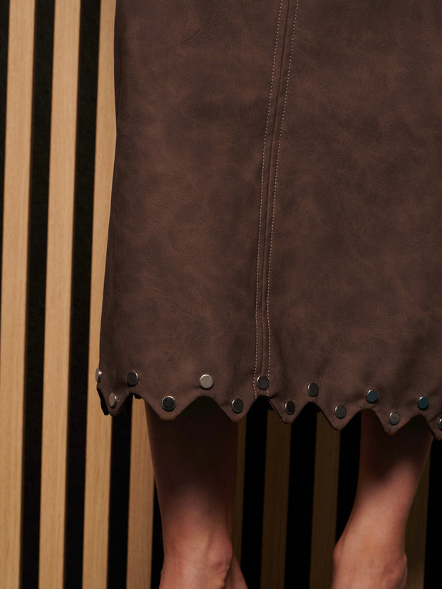 <b> Ghospell </b> Courtney Studded Midi Skirt