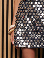 <b> Ghospell </b> Carmel Sequin Mini Skirt