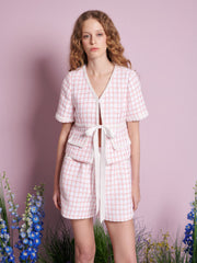 Wildflower Tweed Tie Top White Check / Z