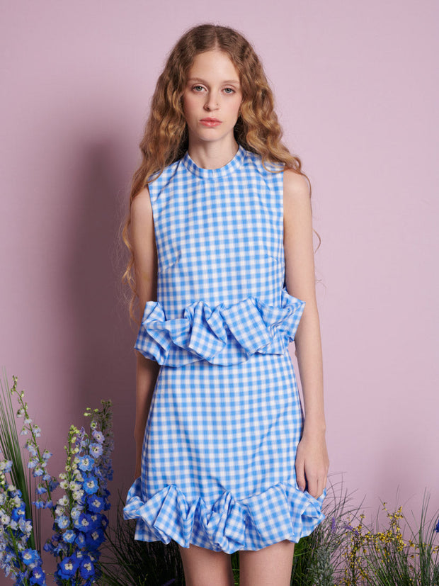 Lavender Gingham Cropped Top Blue Gingham / Z
