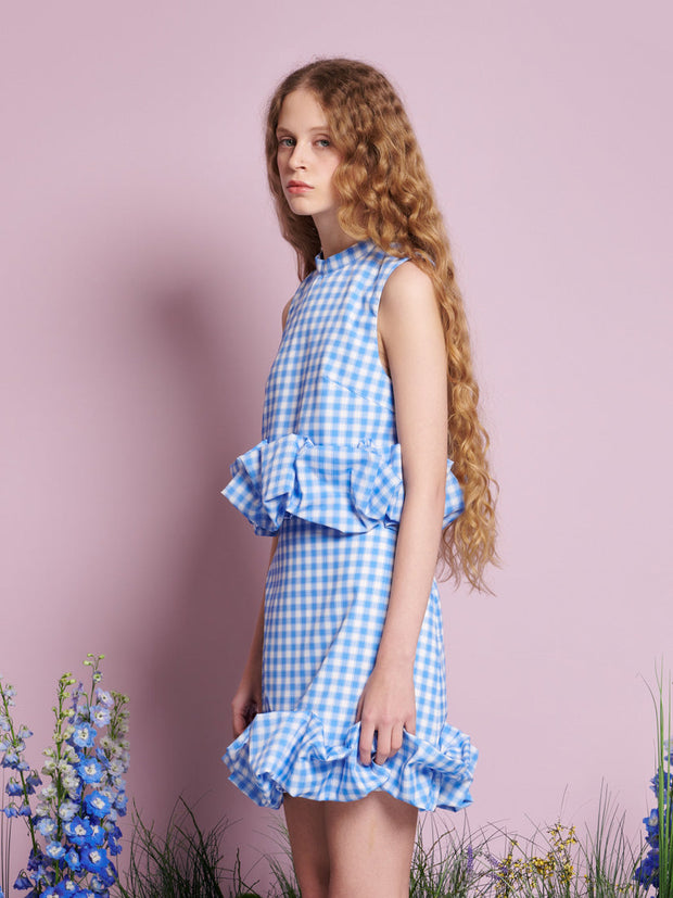 Lavender Gingham Cropped Top Blue Gingham / Z