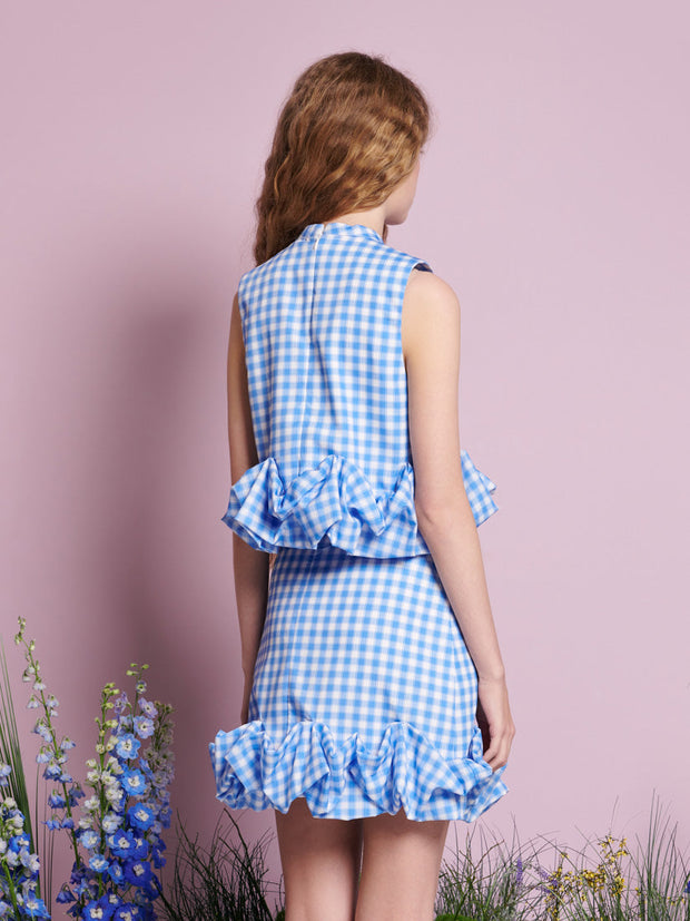 Lavender Gingham Cropped Top Blue Gingham / Z