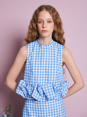 Lavender Gingham Cropped Top Blue Gingham / Z