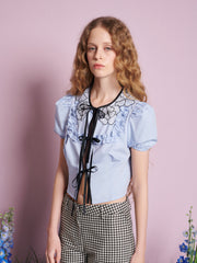 Bluebell Tie Front Top Cornflower Blue / Z