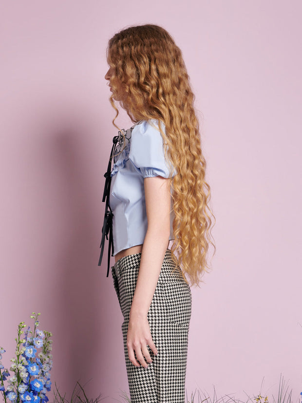 Bluebell Tie Front Top Cornflower Blue / Z