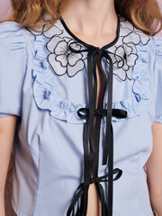 Bluebell Tie Front Top Cornflower Blue / Z