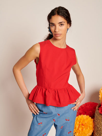 Carmen Open Back Top Carmin Red / Z