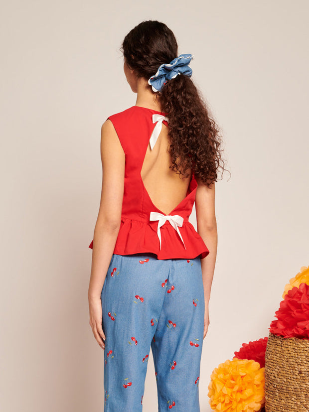 Carmen Open Back Top Carmin Red / Z
