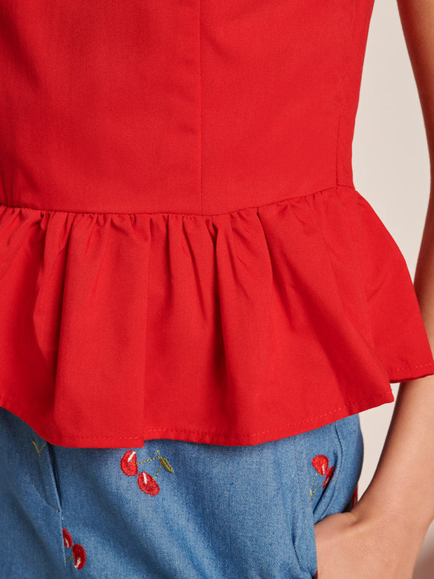Carmen Open Back Top Carmin Red / Z