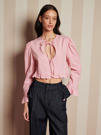 Candle Jewel Tie Top Baby Pink / Z