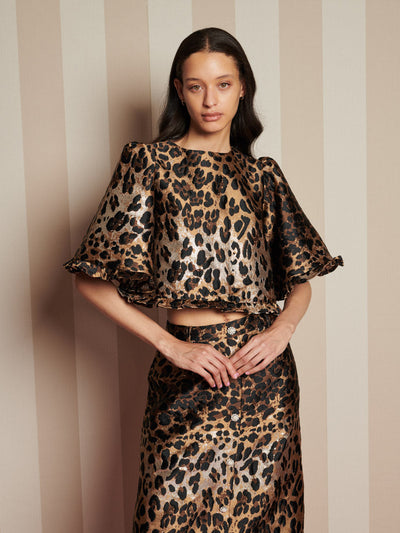Suite Leopard Jacquard Top Brown Leopard / Z