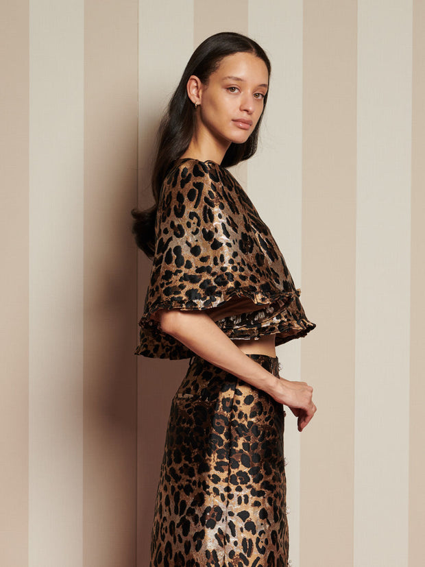 Suite Leopard Jacquard Top Brown Leopard / Z