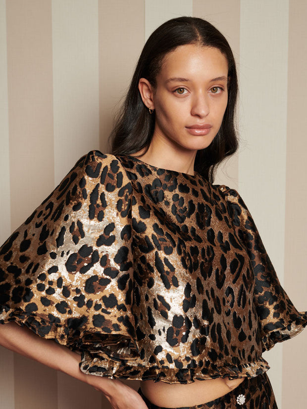 Suite Leopard Jacquard Top Brown Leopard / Z