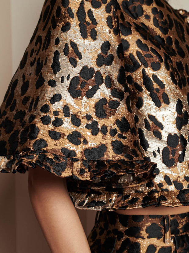 Suite Leopard Jacquard Top Brown Leopard / Z