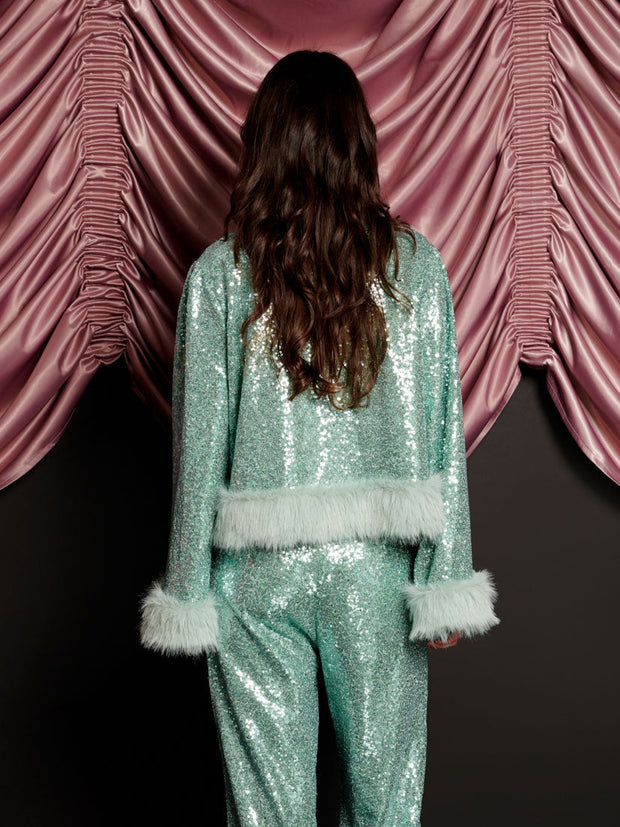 Disco Darling Sequin Top Turquoise Green / Z