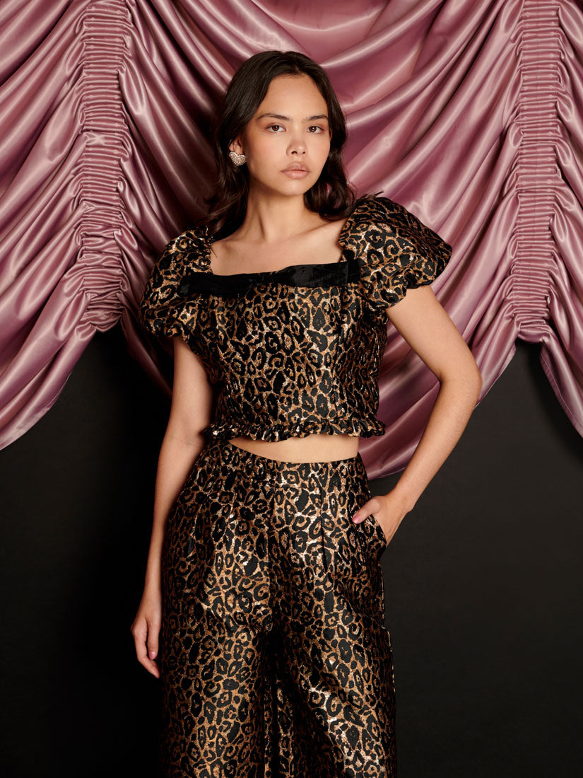 Cherie Leopard Jacquard Top – Sister Jane
