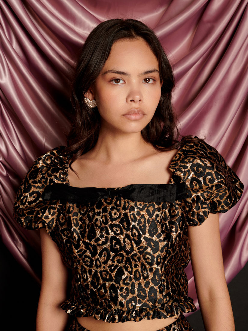 Cherie Leopard Jacquard Top – Sister Jane