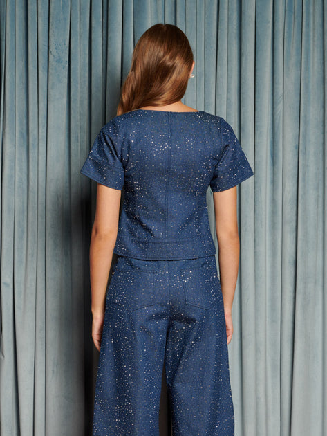 Daze Embellished Denim Top – Sister Jane