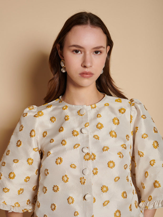 Mora Jacquard Ruffle Top – Sister Jane