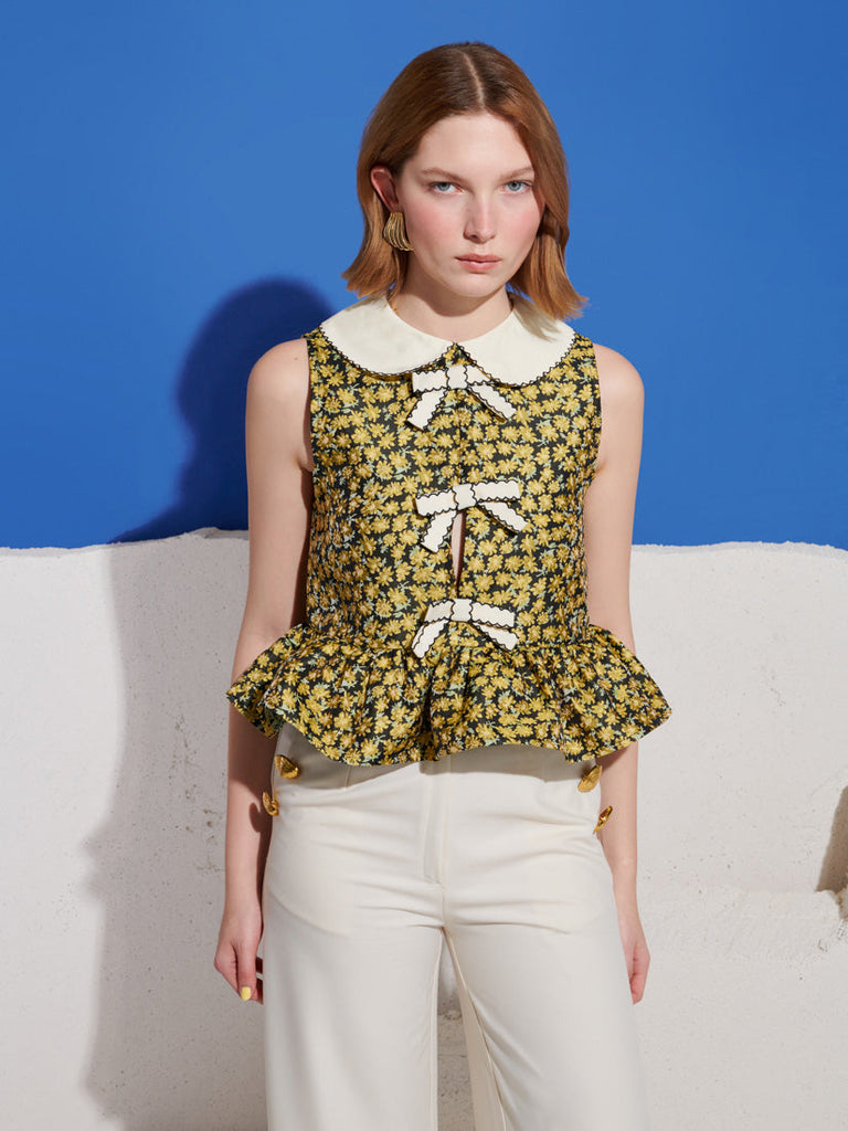 Olive Jacquard Peplum Top – Sister Jane