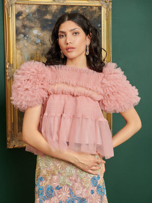 Tulle sales ruffle top