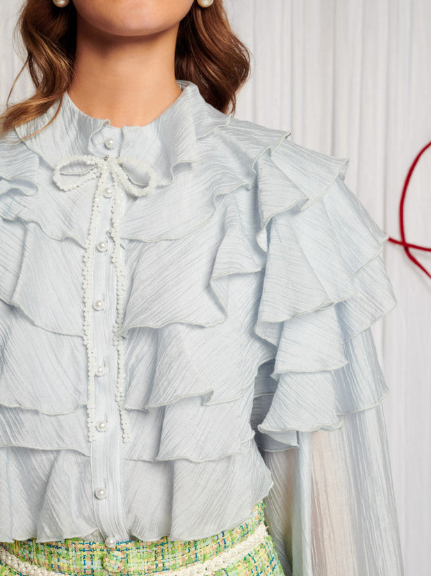 Beloved Ruffle Blouse Cloud Blue / Z