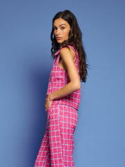 Cottage Check Tweed Vest Raspberry Pink / Z