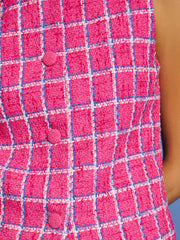 Cottage Check Tweed Vest Raspberry Pink / Z