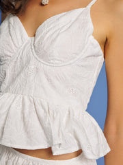 Pines Embroidered Top Pearl White / Z