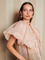 Harmony Organza Cape Blouse Pale Nude / Z
