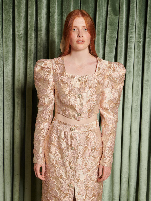 Elsewhere Jacquard Top Beige Pink / Z