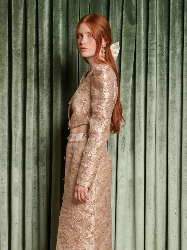 Elsewhere Jacquard Top Beige Pink / Z