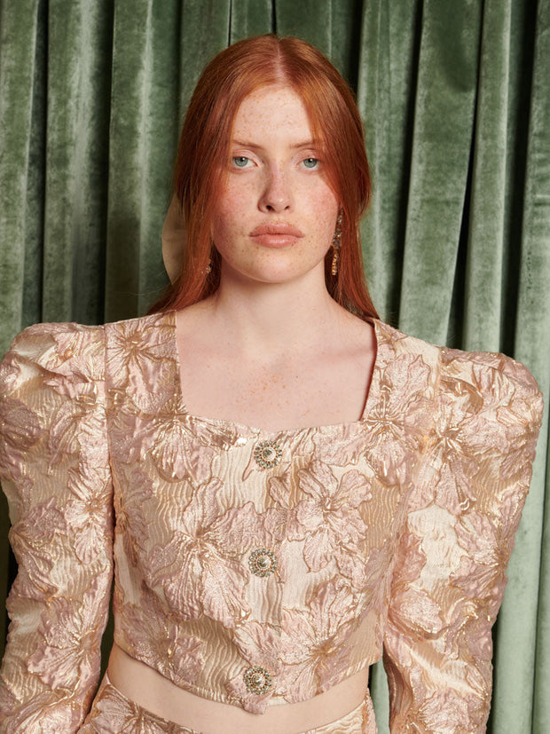 Elsewhere Jacquard Top Beige Pink / Z