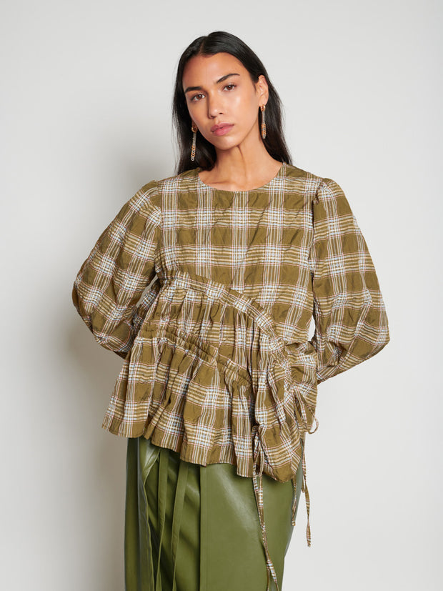 Ghospell Fern Check Ruched Top – Sister Jane