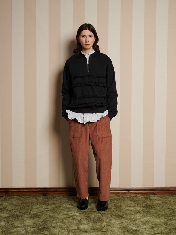 Tommie Ruffle Half Zip Sweat Coal Black / Z