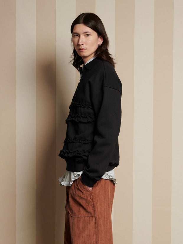 Tommie Ruffle Half Zip Sweat Coal Black / Z