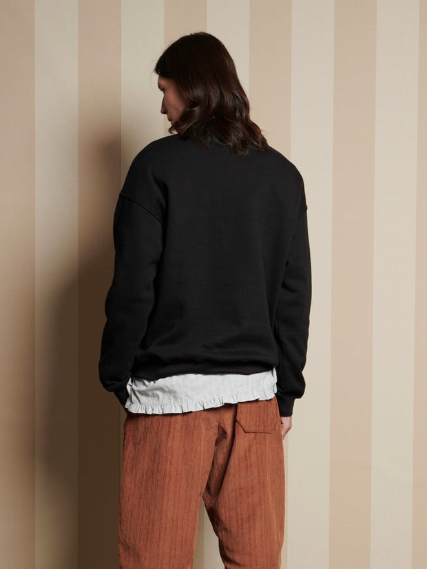Tommie Ruffle Half Zip Sweat Coal Black / Z
