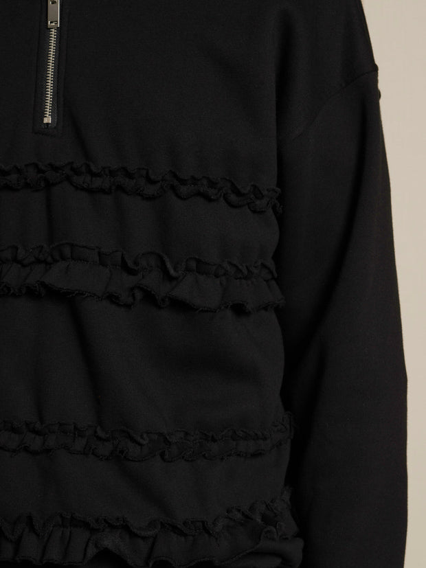 Tommie Ruffle Half Zip Sweat Coal Black / Z