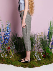 Petal Houndstooth Capri Trousers Black & White / Z