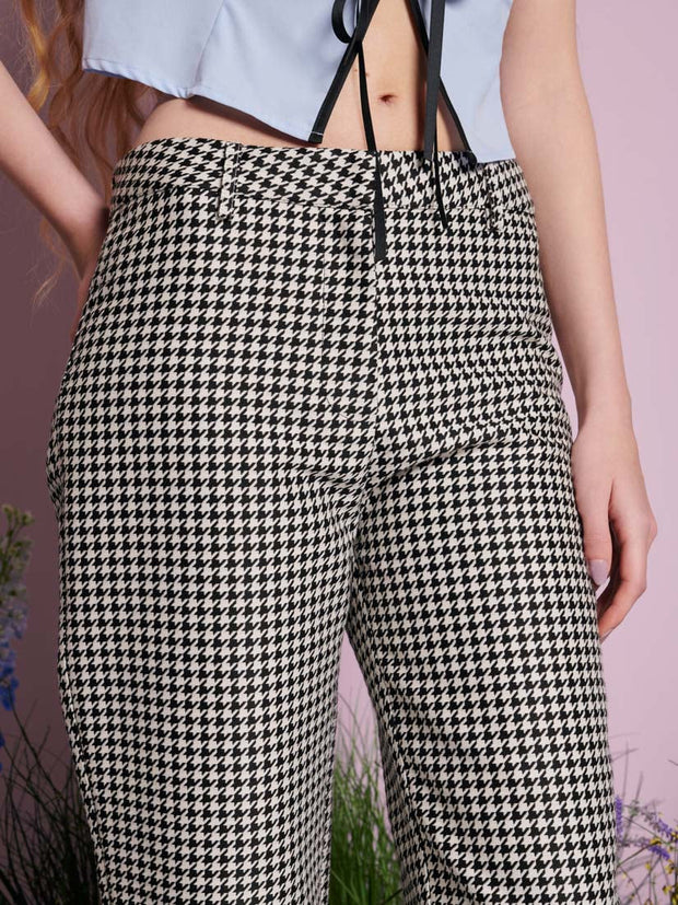 Petal Houndstooth Capri Trousers Black & White / Z