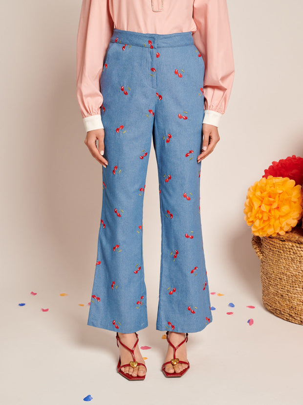 Lola Denim Cropped Trousers Sky Blue / Z