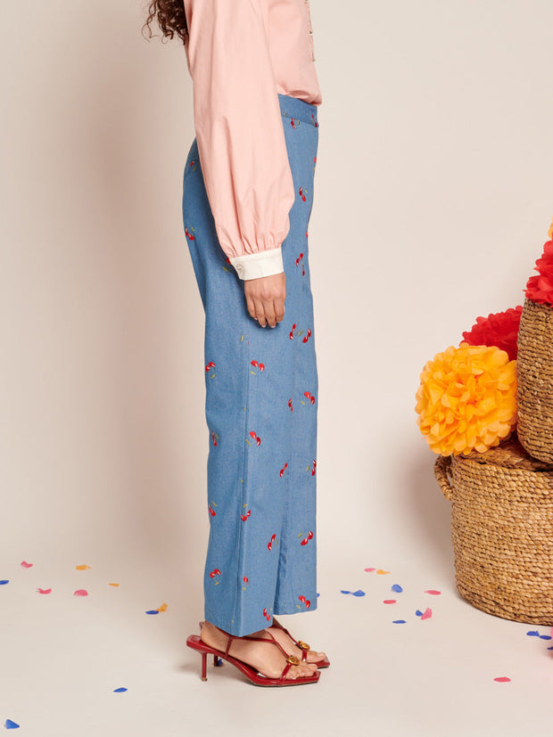 Lola Denim Cropped Trousers Sky Blue / Z