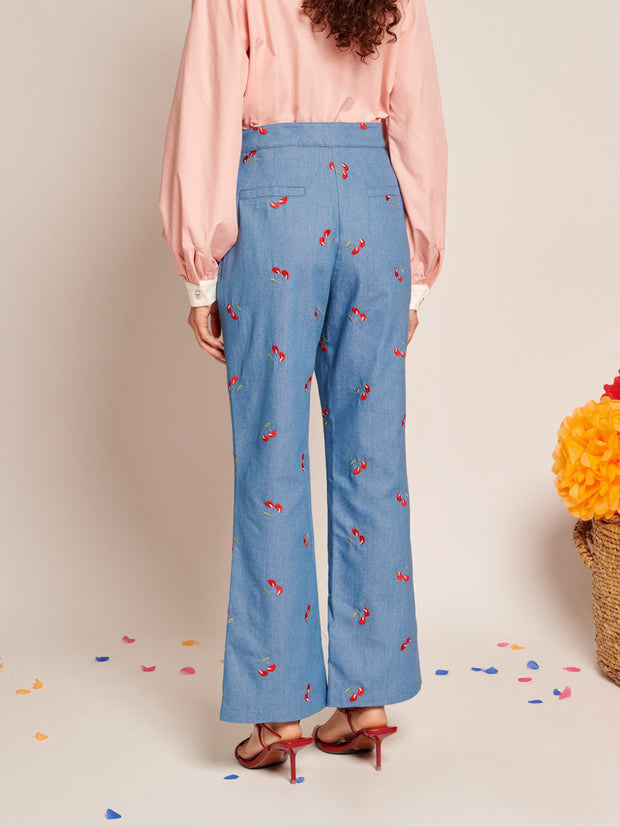 Lola Denim Cropped Trousers Sky Blue / Z