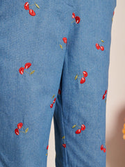 Lola Denim Cropped Trousers Sky Blue / Z
