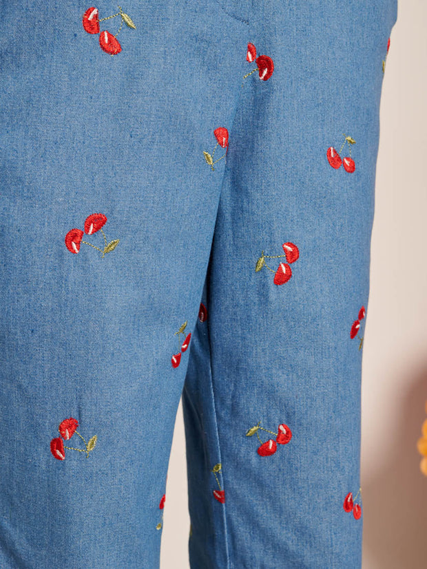 Lola Denim Cropped Trousers Sky Blue / Z