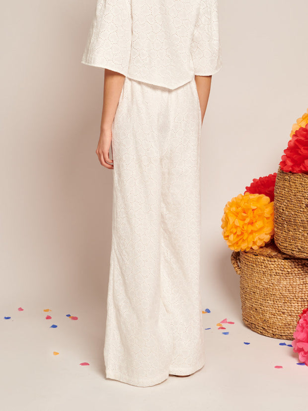 Blanca Broderie Anglaise Trousers Pearled White / Z