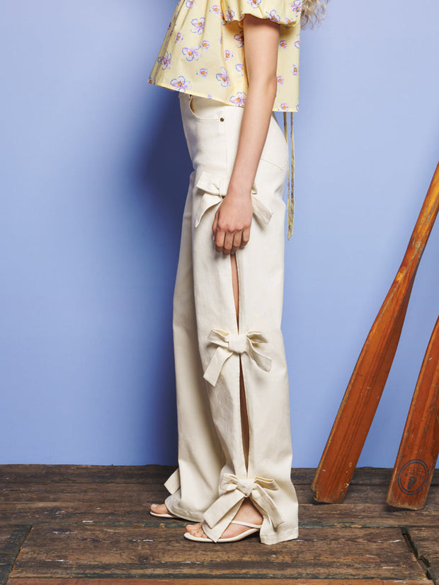 Bay Denim Bow Side Jeans Ivory Cream / Z
